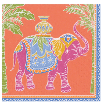 Caspari Cocktail Napkins: Royal Elephant - Orange